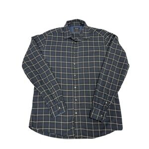 Sand Copenhagen Lavato 2-Ply Mens 42 Navy Windowpane Check Button Down Shirt